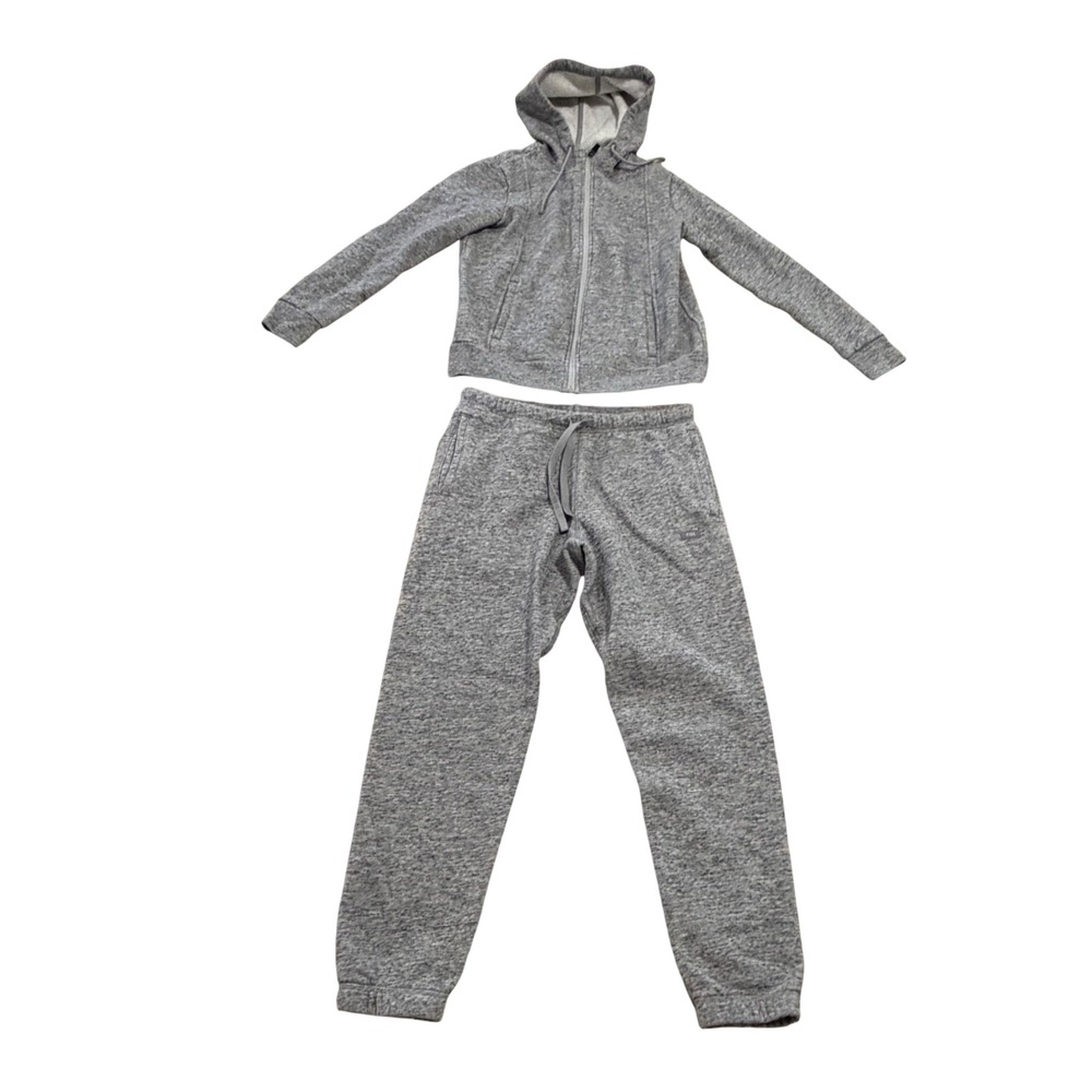 Figs Heather Grey Fleece Zip Hoodie and Jogger Set WXXOW1004 XS/S